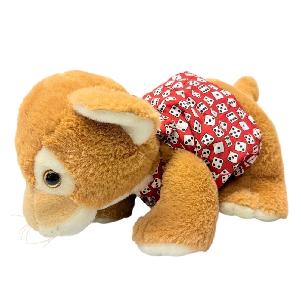 Teddy Mountain Lion Cub Plush 20" Dice Print Shirt & Bow Stuffed Animal
